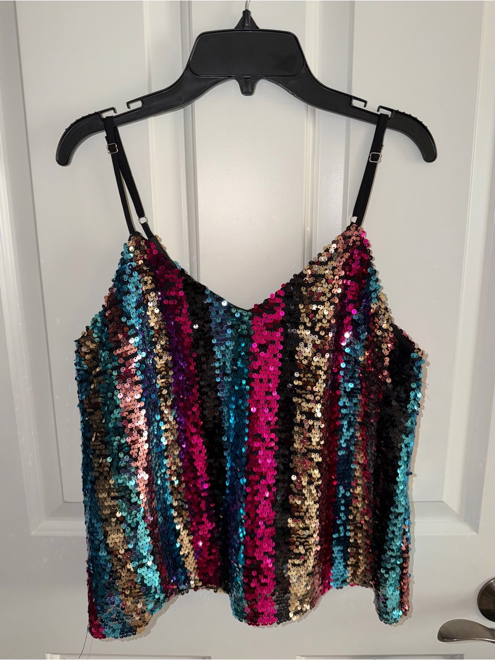 Mi Ami Multicolor Sequin Striped Tank Top Size Small